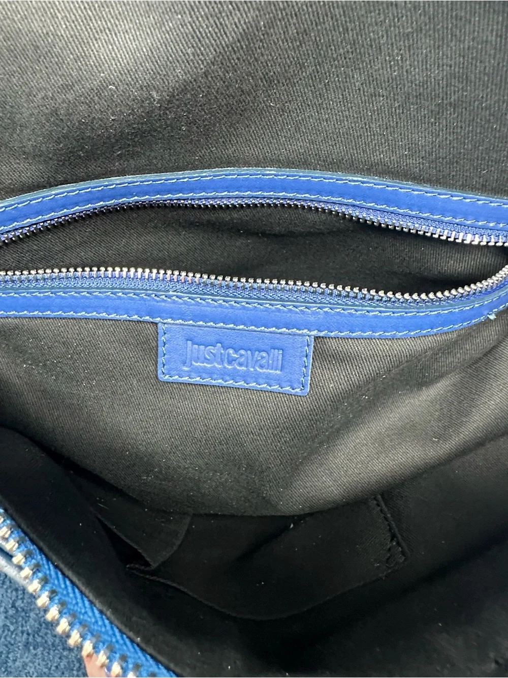 Just Cavalli Royal Blue Tote with Silver Star Trim